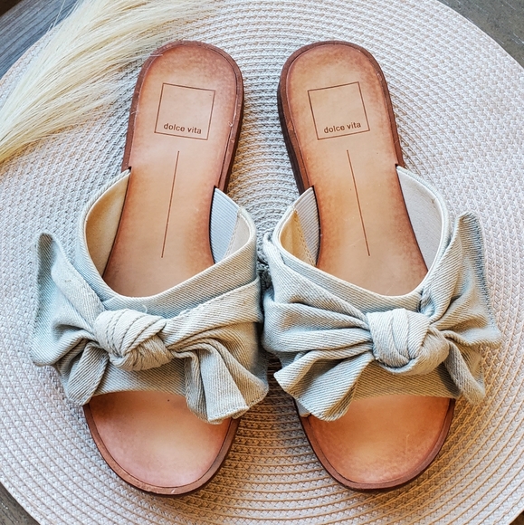 Dolce Vita Shoes - Dolce Vita Denim Bow Slides 7.5